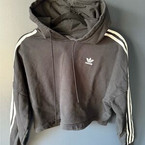 Adidas Black Cropped Hoodie with Logo
